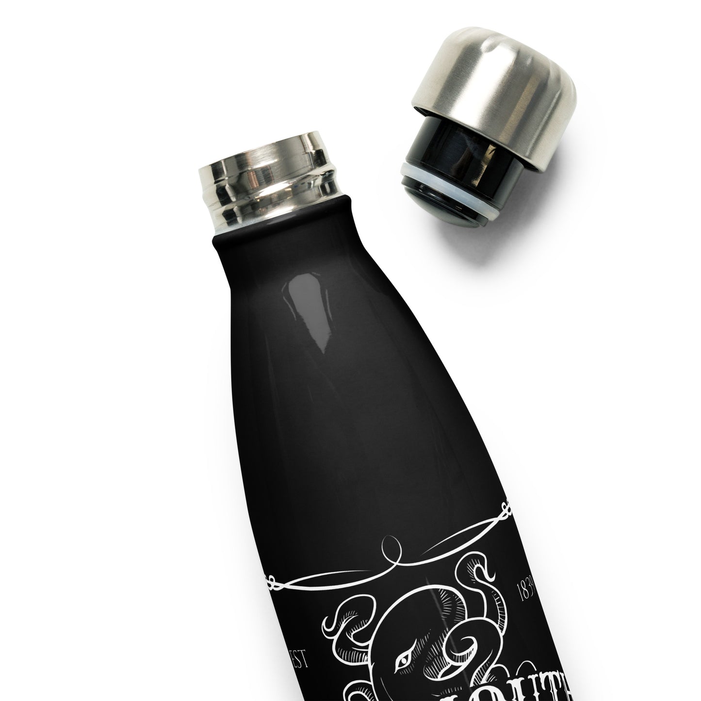 Botella de agua de acero inoxidable Innsmouth Whiskey Label Lovecraft
