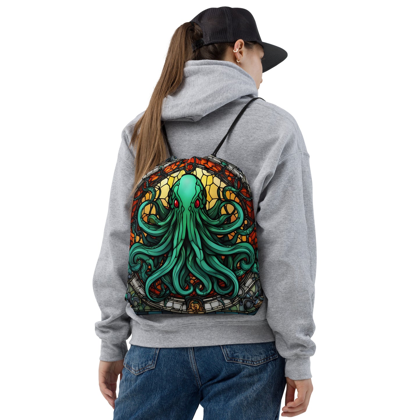 Mochila con cordón de vidrieras de Cthulhu