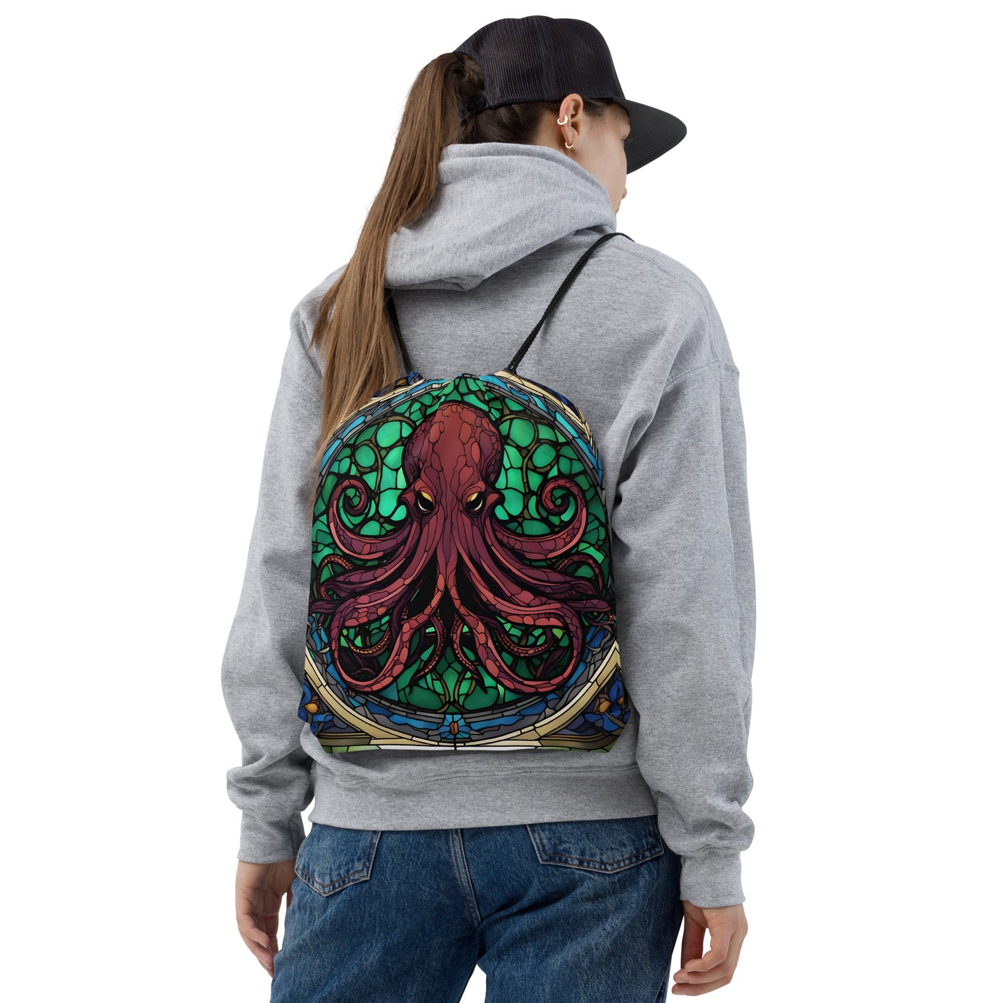 Cthulhu Stained Glass Drawstring bag