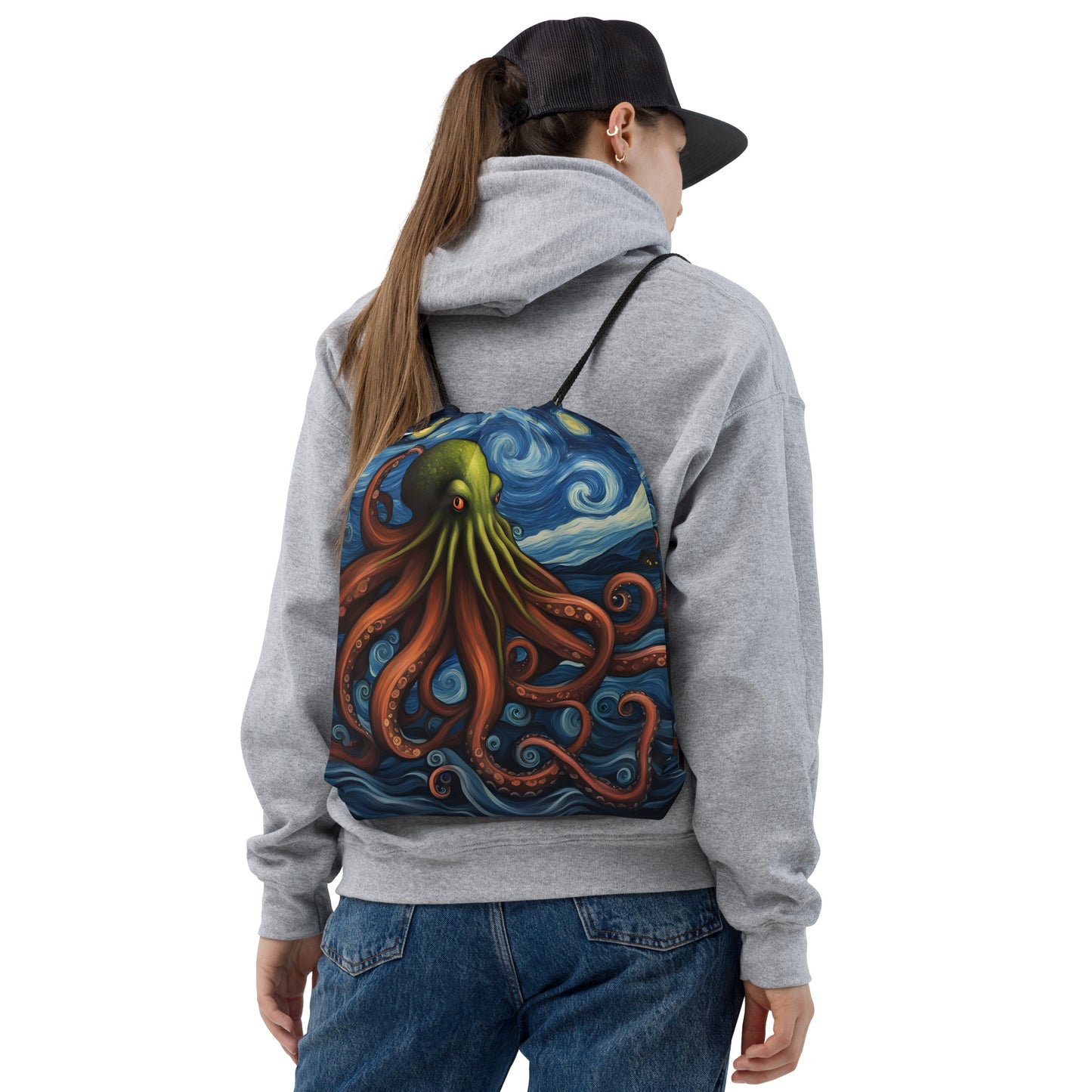 Cthulhu Post-Impressionism Drawstring bag