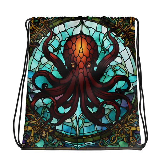 Mochila con cordón de vidrieras de Cthulhu