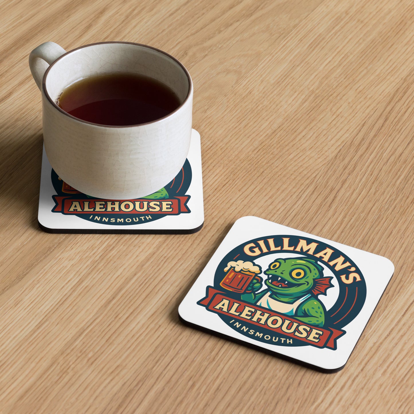 Gillman's Alehouse – Innsmouths freundlichster Schankraum Untersetzer mit Korkrückseite