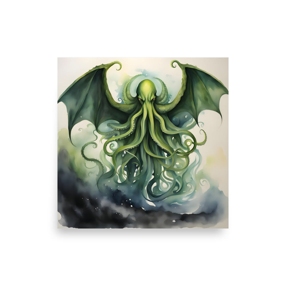 Cthulhu Watercolor Painting Poster