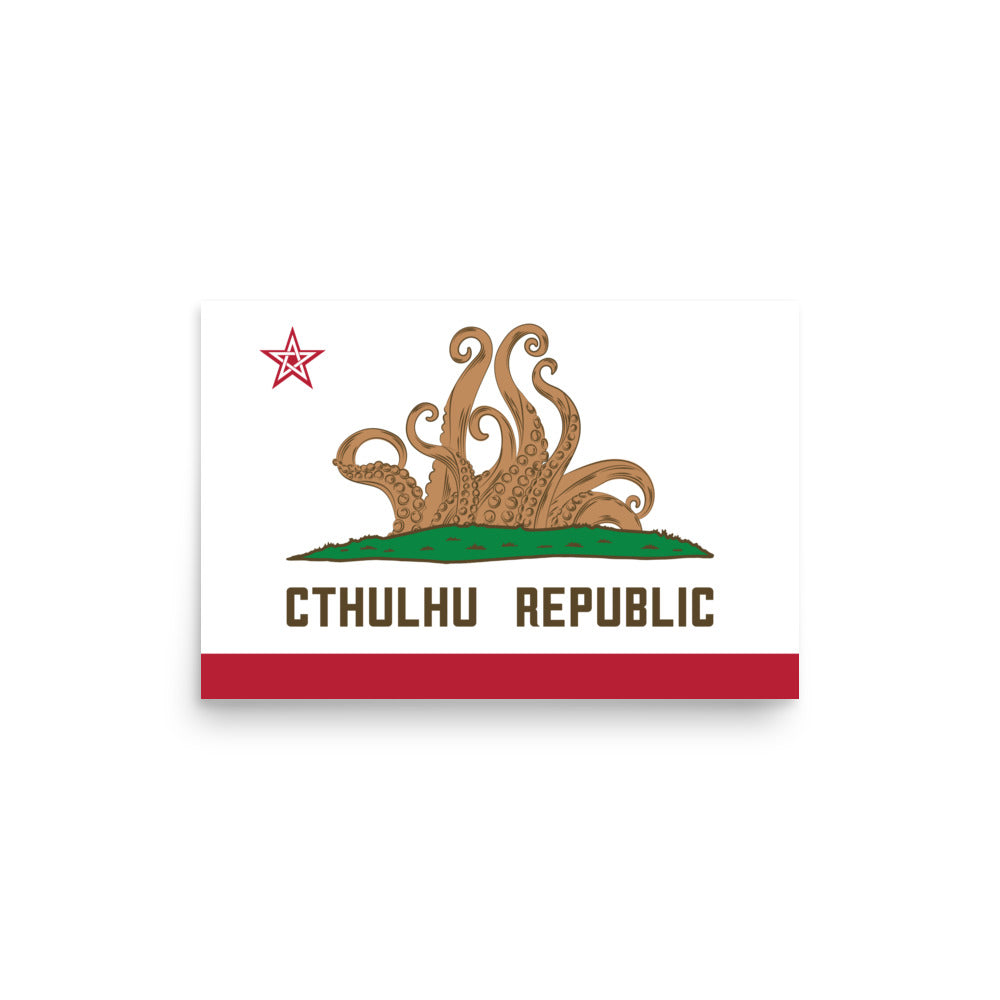 República de Cthulhu Bandera de California Lovecraft Póster