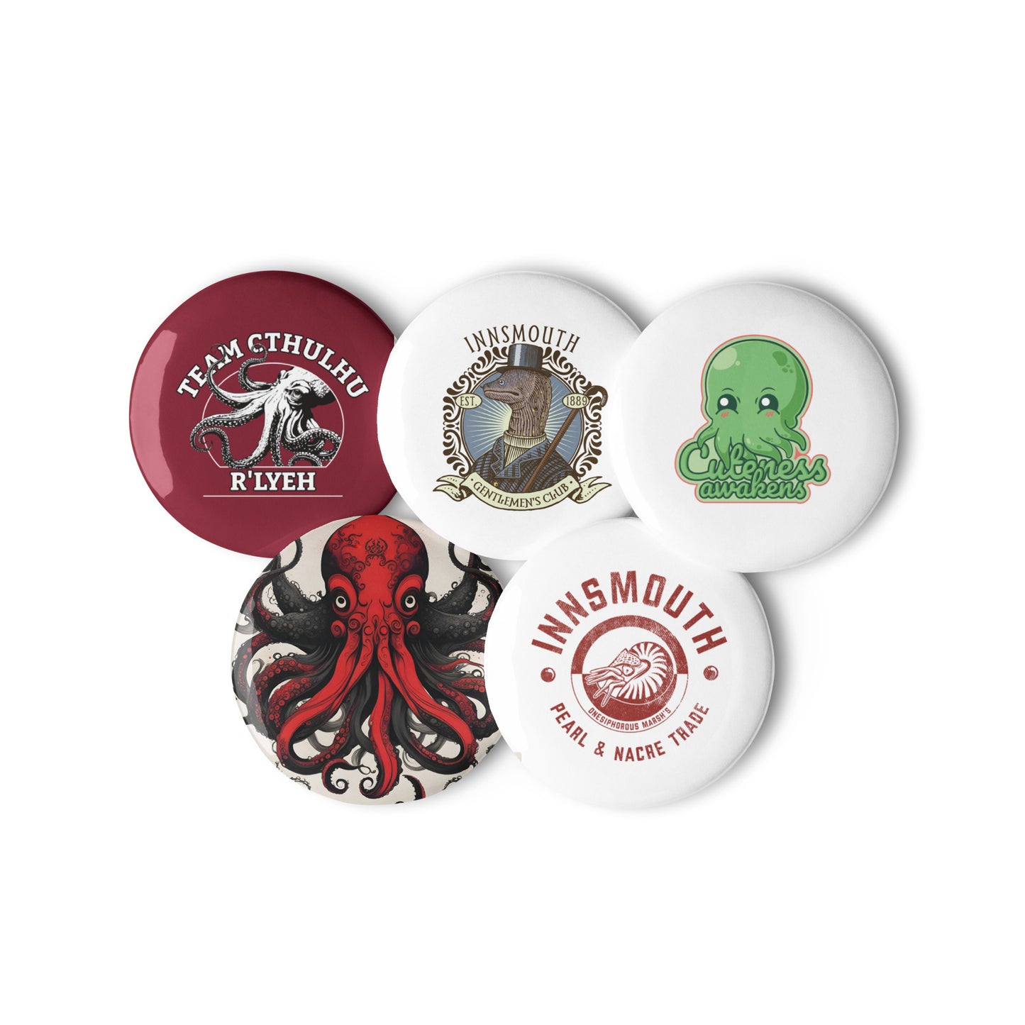 Lovecraft Innsmouth Cthulhu Set of pin buttons