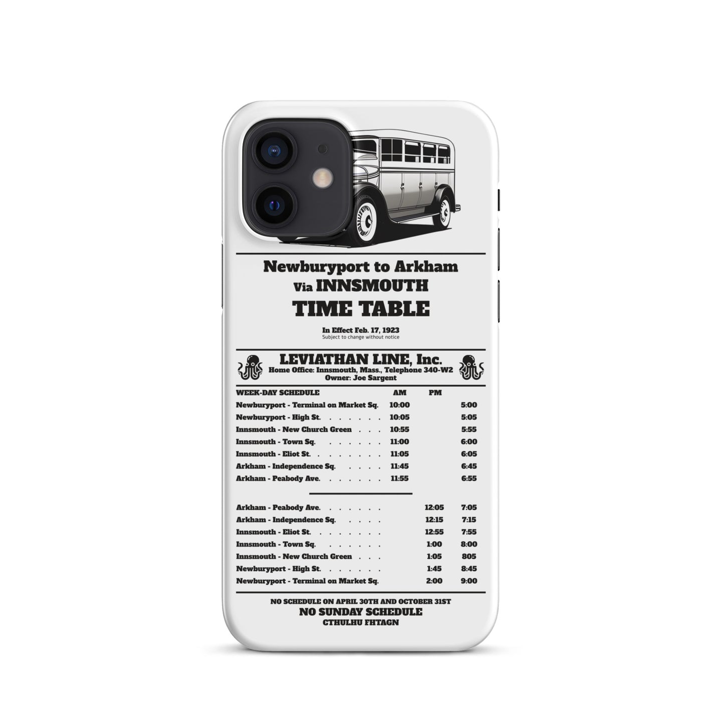 Innsmouth Bus Schedule Joe Sargent Snap case for iPhone®