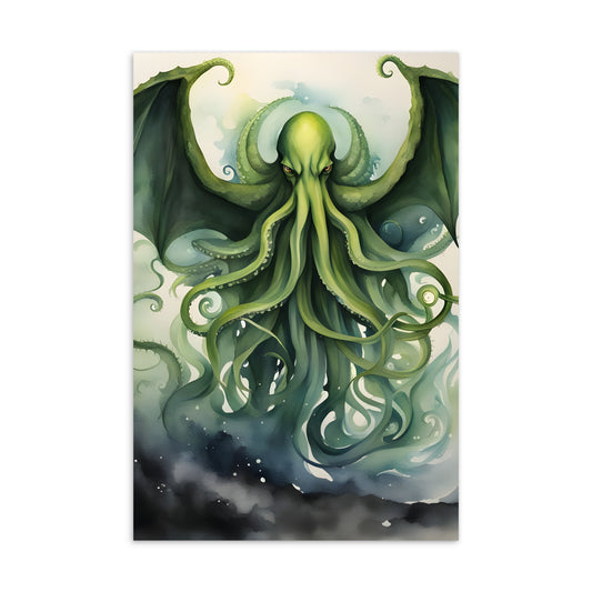 Postal estándar de pintura de acuarela de Cthulhu