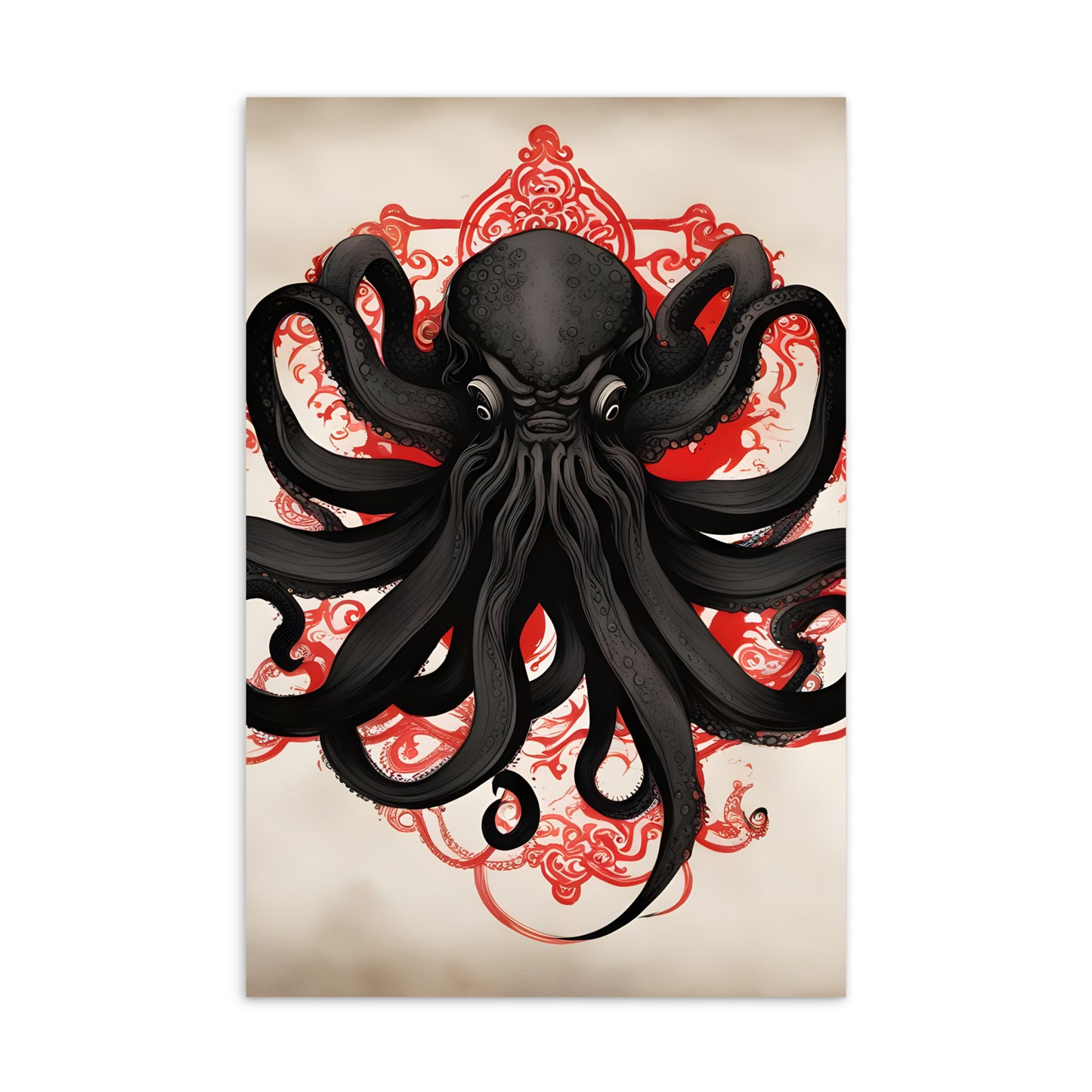 Postal Estándar de pintura de tinta asiática de Cthulhu