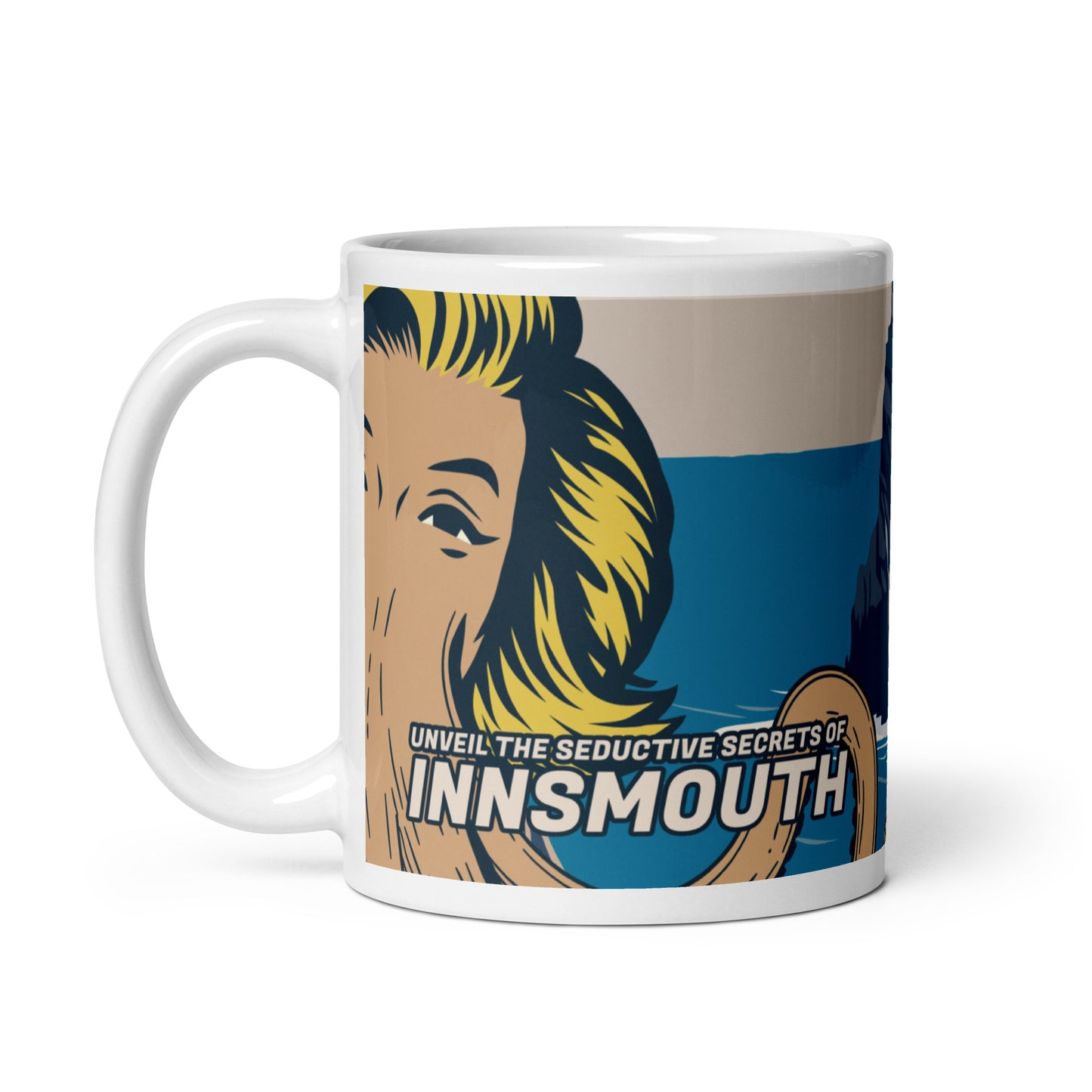 Taza Innsmouth Woman Cthulhu Travel White brillante