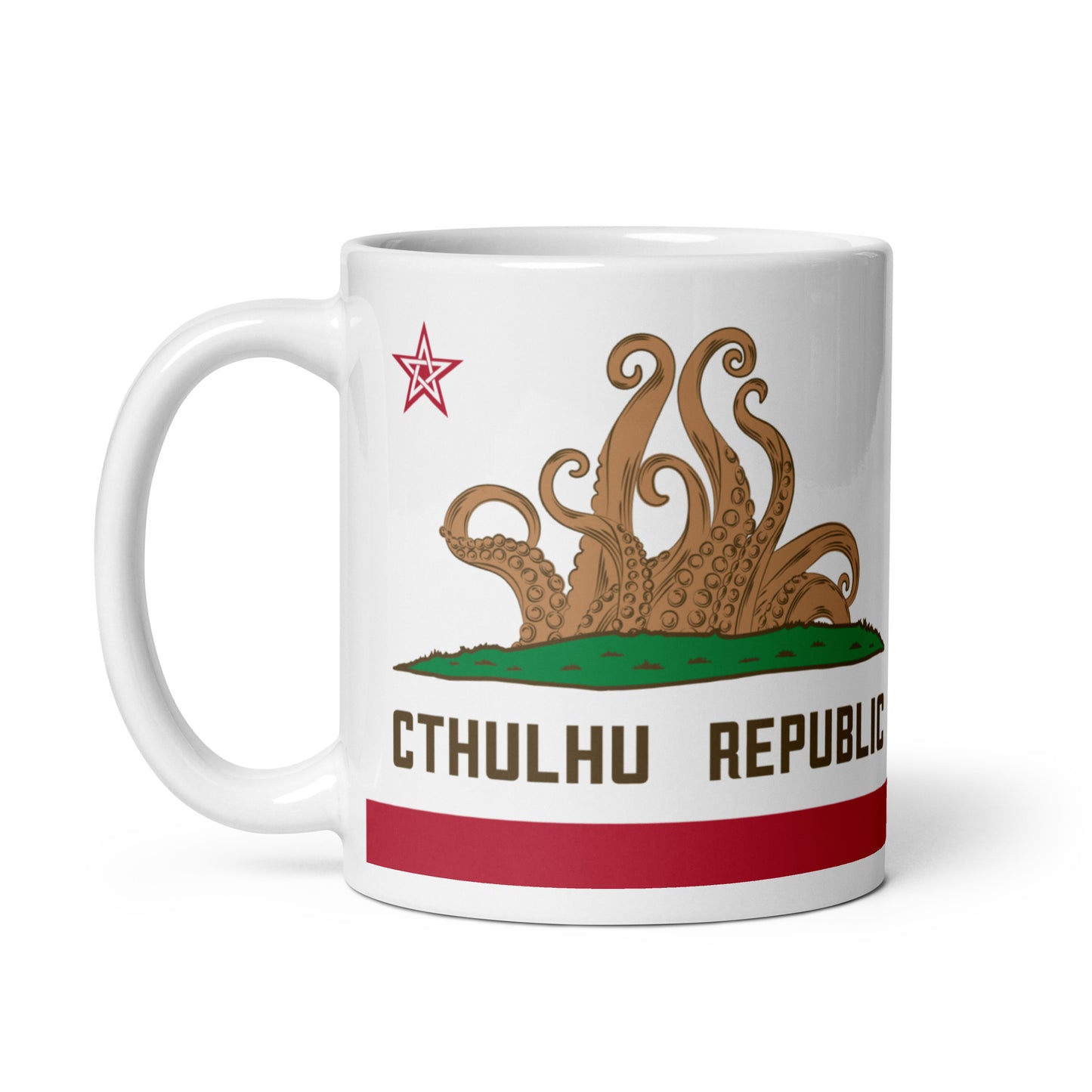 Cthulhu Republic California Flag Lovecraft White glossy mug