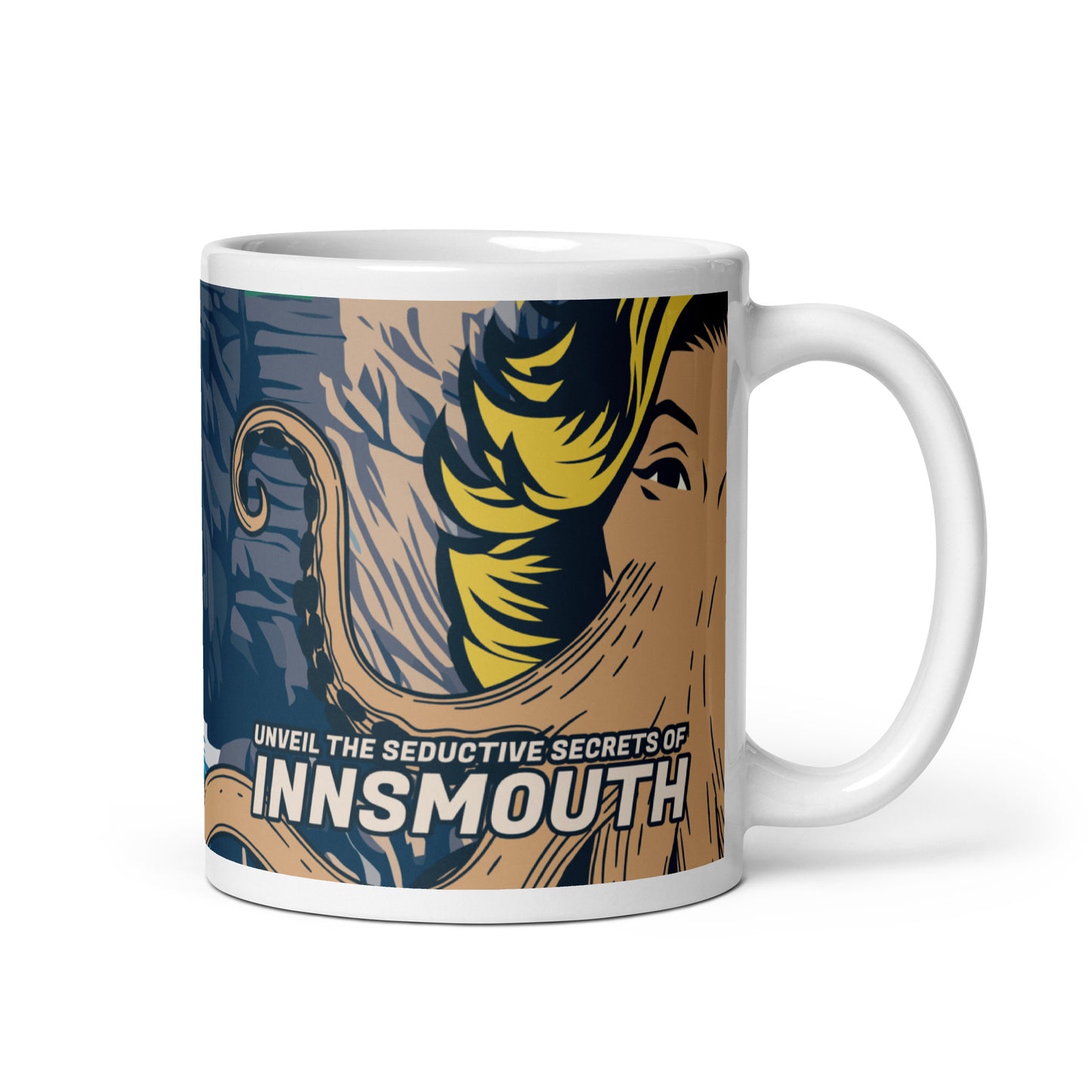 Taza Innsmouth Woman Cthulhu Travel White brillante