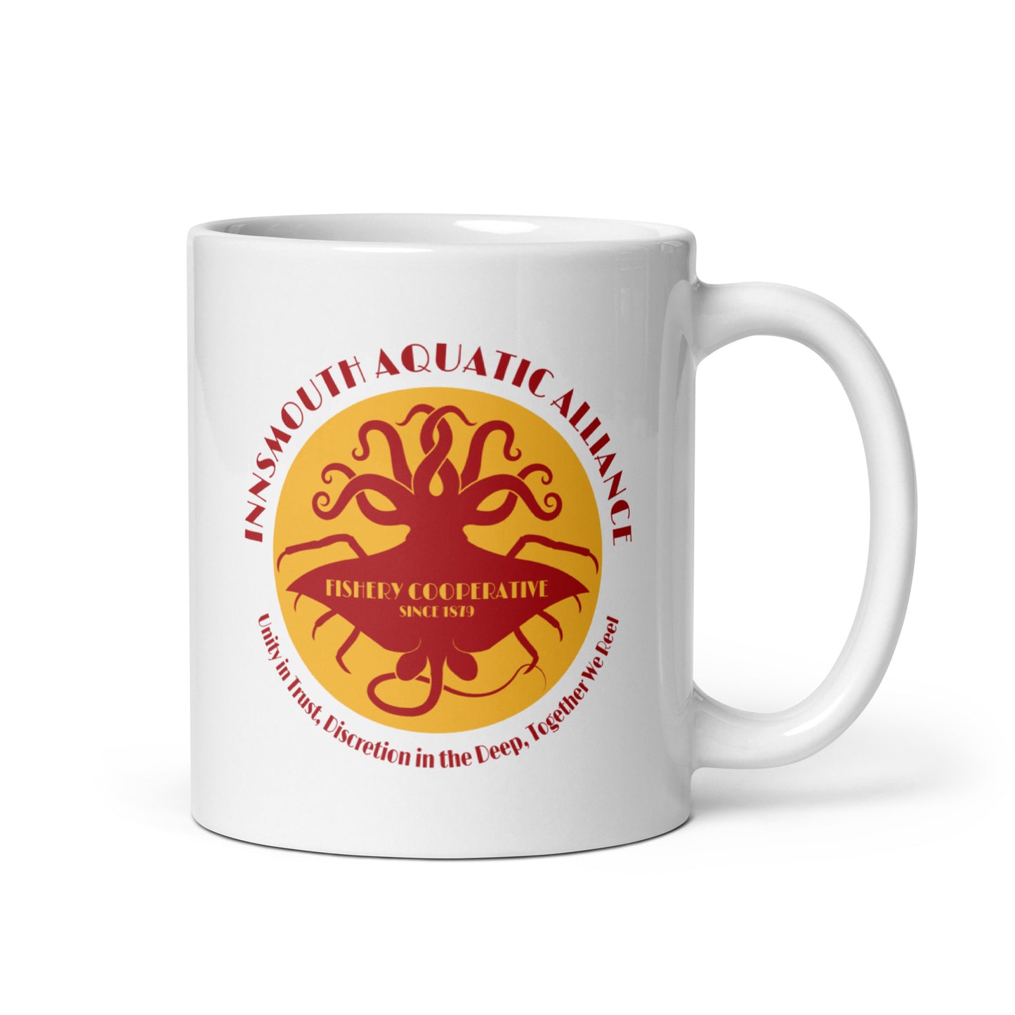 Innsmouth Aquatic Alliance Fishery Union White glossy mug