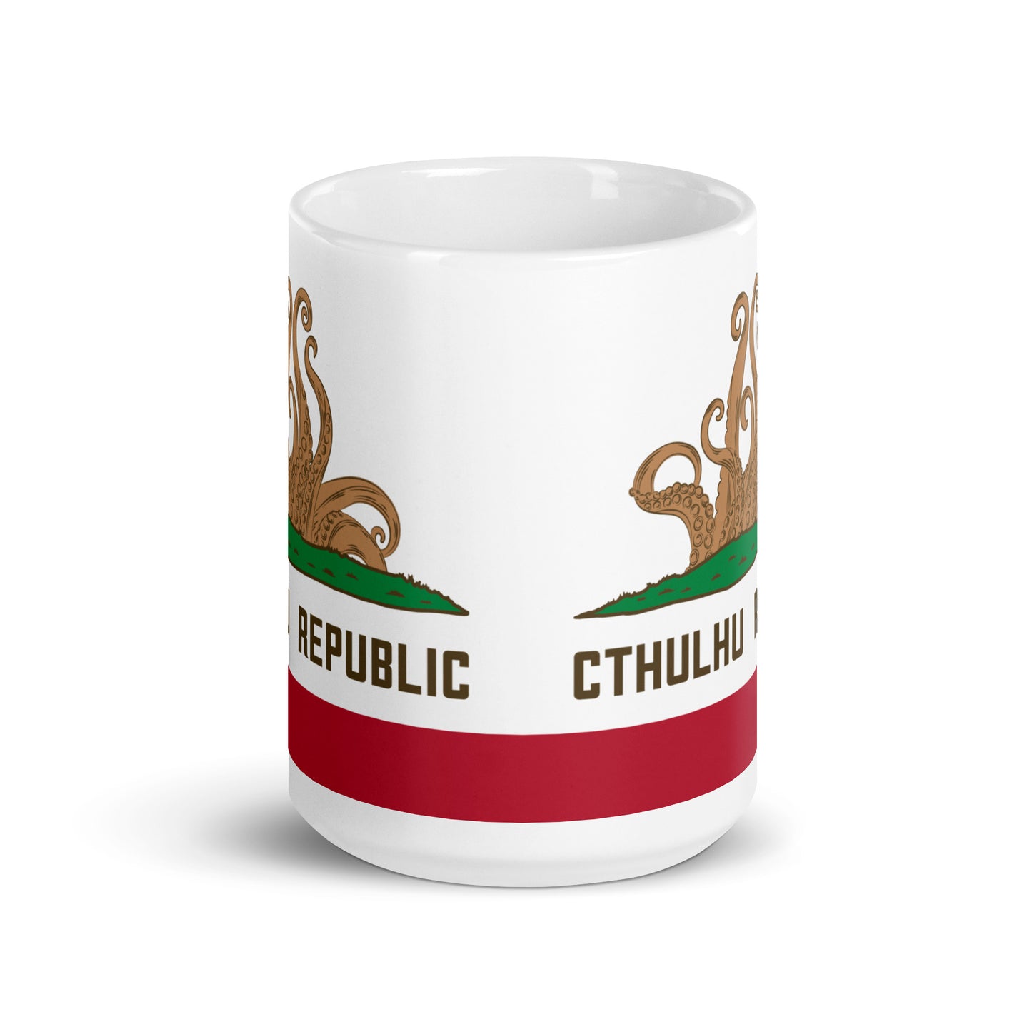 Cthulhu Republic California Flag Lovecraft White glossy mug