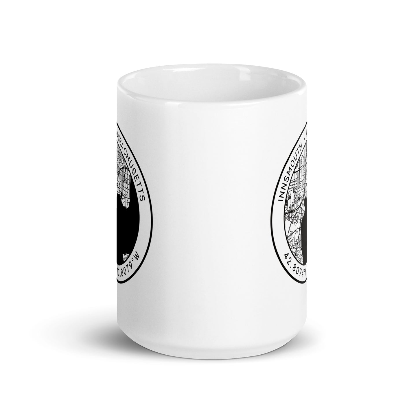 Innsmouth City Map Lovecraft Tasse blanche brillante