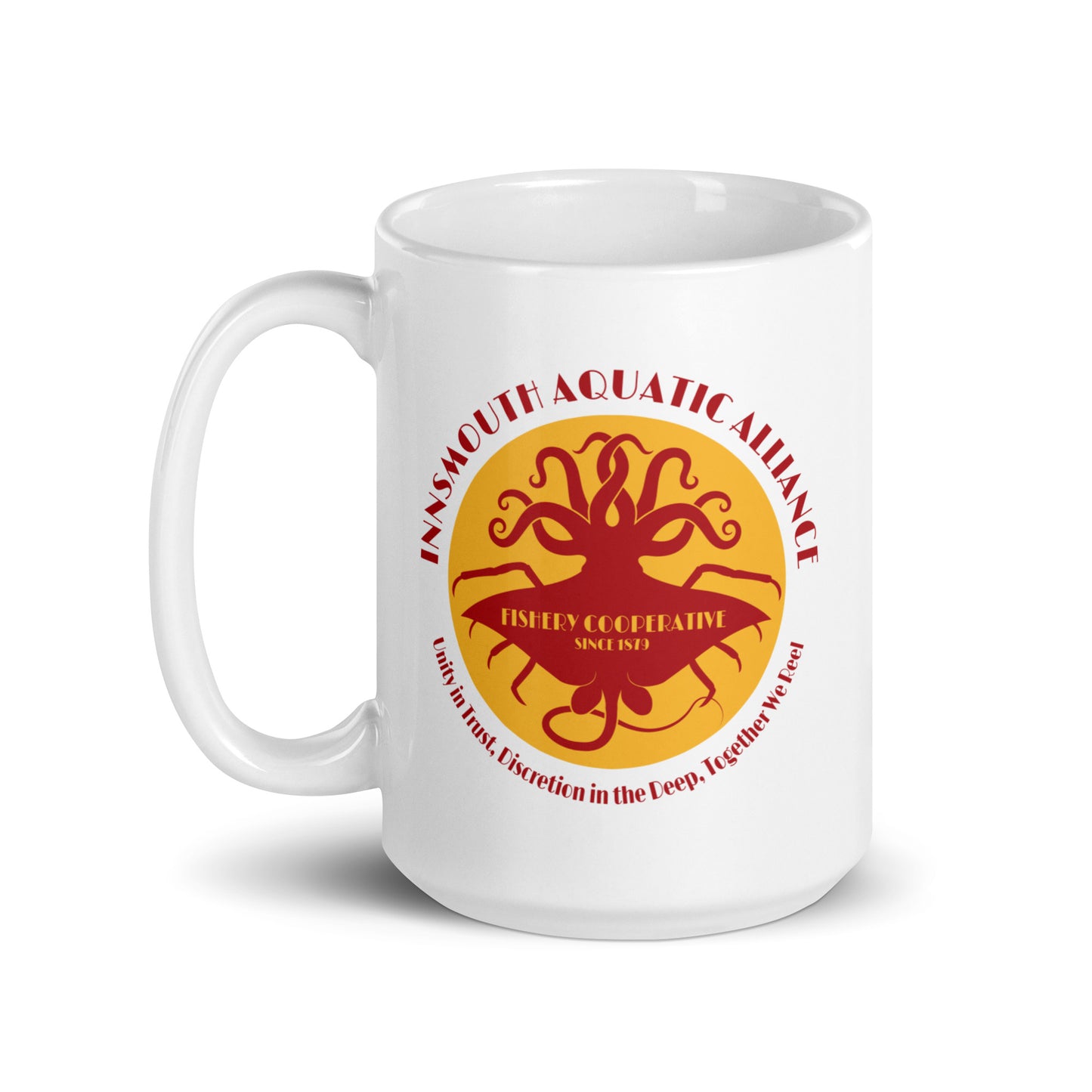 Innsmouth Aquatic Alliance Fishery Union White glossy mug