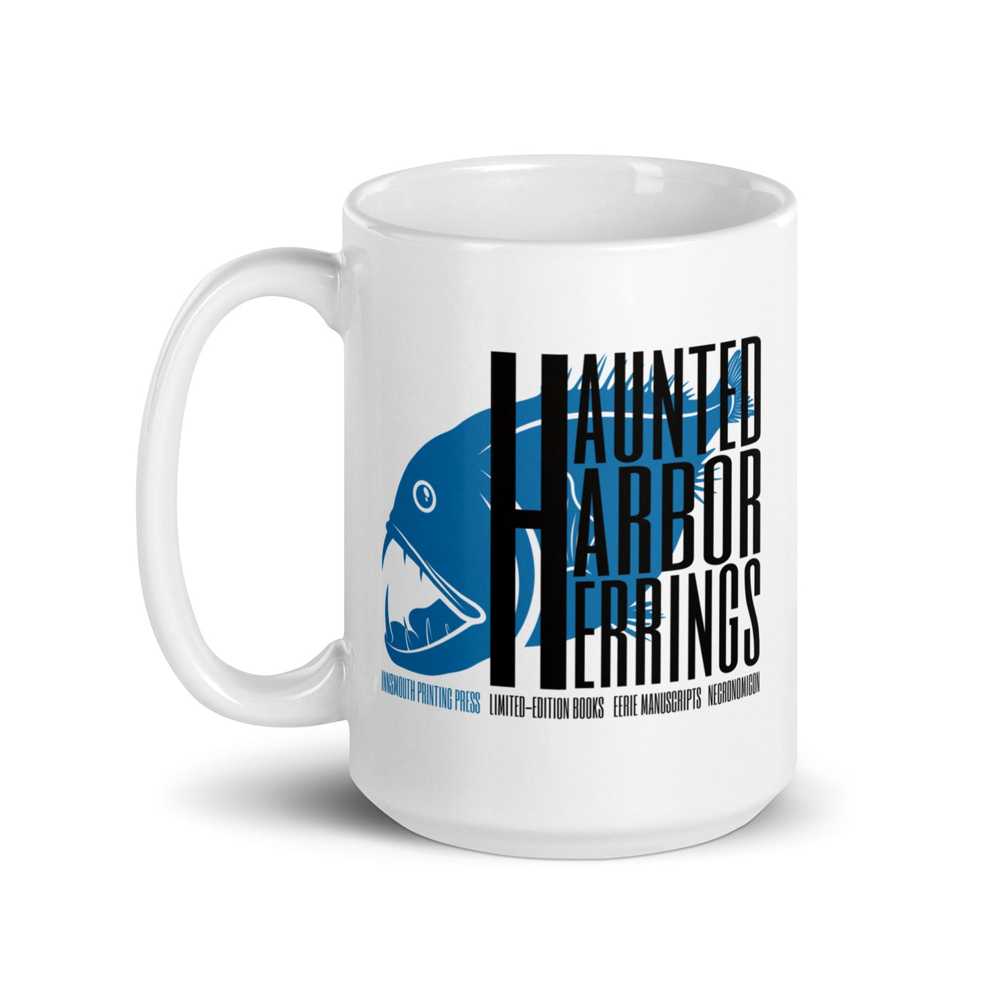 Haunted Harbour Herrings Printing Press Tasse blanche brillante